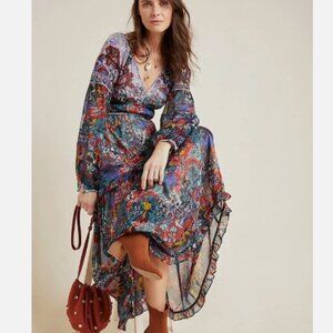 Maeve Anthropologie Annabella Maxi Tiered Dress Boho Floral Women's Size 4P